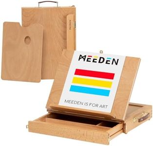 MEEDEN Wooden Tabletop Easel - Adjustable & Portable Beech Wood Table Easel with Storage Box and Palette for Painting,Sketchbox Painting Easel for Adults,Natural