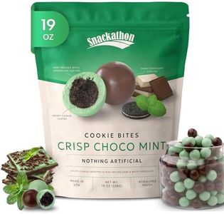 Snackathon Crisp Choco Mint Cookie Bites, 19 oz Resealable Snack Pack, Mint White and Dark Chocolate Covered Cookie Bite, Grocery Cookies for Parties, Snack Bag & Sharing, Made in USA