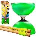 koolbitz Children Colour Diabolo with light sound wooden sticks LED Light Up Diablo String Diablo Stick Indoor Outdoor Play Set Diablo For Kids, Juggling Toy for Fitness and Tricks (Green)