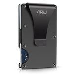 Minimalist Wallet for Men, ARW Metal Money Clip Wallet, RFID Blocking Aluminum Slim Cash Credit Card Holder (Black)