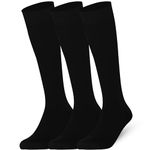 Mysocks Knee High Socks for Women and Men - 3 Pair Breathable Combed Cotton Seamless Toe Unisex Long Socks - Casual Plain High Knee Length Socks