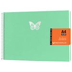 MENORAH - A4 Sketch Book for Artist -140 GSM -(58 Sheets/116 Pages)– Stylish Art Journal for Girls- (Size - 21.0 cm x 29.7 cm)-Hard Spiral Bound-CASSATA Sketchbook (Sweet Mint - Butterfly)-Landscape