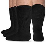 NOVAYARD 3 Pairs Diabetic socks Wide Crew Edema Bariatric Hospital Socks(Black)