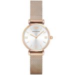 Emporio Armani Stainless Steel Analog Silver Dial Women's Watch-Ar1956, Band Color:Rose Gold