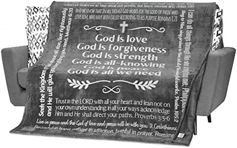 FILO ESTILO Spiritual Gifts for Women, Men, Scripture Blanket, Religious Gifts, Christian, Inspirational, Catholic, Faith, God Gifts, Healing Throw Blanket for Prayer 153x127 cm (Grey)