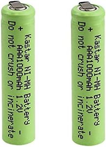 Kastar 2-Pack 1.2V Ni-MH AAA 1000mAh Rechargeable Battery w/Tabs Compatible with Electric Razors Toothbrushe High power Static Applications (Telecoms UPS and Smart grid) Electric Moped Waterpik