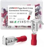 Chanzon 50pcs UL Listed Piggyback Connectors Wire Terminal - Red - 22-16AWG Piggy Back Splice Crimp Terminal Quick Disconnect