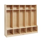 ECR4Kids Birch School Coat Locker for Toddlers and Kids, 5-Section with Bench, Natural