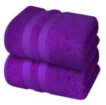 Pack of 2 Large Jumbo Bath Sheets 100% Egyptian Cotton -550GSM Super Absorbent Quick Dry Luxury Soft Big Bathroom Towels Set (Purple)