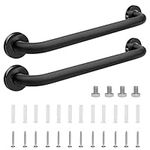 sunzone 2 Pack Shower Grab Bars, 16-Inch Grab Bars for Bathroom,Stainless Steel Grab Bar,Shower Handle for Senior, Safety Hand Rail Support, Assist Bath Handle for Handicap Elderly Injury,Black