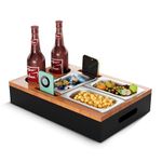 Couch bar, Sofa Organizer on The Side Tables Coffee Table, Couch bar Wood as Beer Gifts for Men, Sofa Tray with Two Snack Bowls and Multiple Storage Places (3 pots)