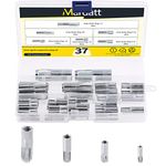 Mardatt 37 Pcs Zinc Plated Metal Knurled Drop in Anchor Assortment Set, 1/4", 5/16", 3/8", 1/2" Concrete Expansion Drop-in Anchors Kit