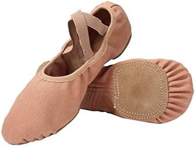 Linodes Dance Shoes for Girls Stretch Canvas Split Sole for Women-Tan-8M