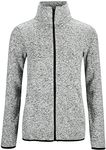 Dolcevida Women's Long Sleeve Sweater Fleece Zip Up Speckled Jacket with Pockets (Light Grey Mix, M)