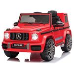 VOLTZ TOYS Licensed AMG G63, 12V Electric Kids' Ride On Car with Parental Remote Control, LED Lights, Leather Seat and MP3 (Red)