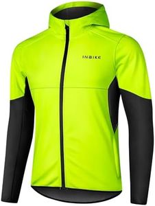 INBIKE Cycling Jackets for Men Running Biking Coat Windbreaker Thermal Fleece Windproof Reflective Cold Weather Black Green XXX-Large