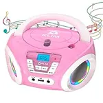 KLIM Candy Kids Portable CD Player for Kids - New Version 2024 - FM Radio - Batteries Included - CD Boombox for Kids - Cute Pink Radio cd Player with Speakers for Kids and Toddlers - Pink