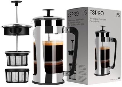 ESPRO - P5 French Press - Double Micro-Filtered Coffee and Tea Maker, Grit-Free and Bitterness-Free Brews, Durable Stainless Steel Frame, (Polished Stainless Steel, 32 Ounce)