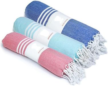 Eden Living Beach/ Bath Lightweight Travel Towel Set of 3 Turkish Towel (Red-Sky Blue-Blue)