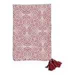 Creative Co-Op 84" L x 60" W Cotton Printed Tablecloth w/Pattern & Tassels, Red, White & Gold Color