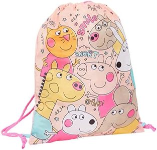 Peppa Pig Bolsa de cordón para niñas, kit de polietileno, bolsa de gimnasio, bolsa de natación para niños, mochila escolar y guardería, melocotón, Talla única, Bolsa con cordón