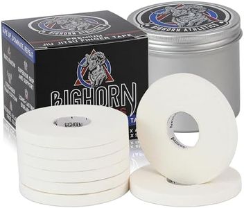Bighorn Athletics Pro Series Jiu-Jitsu Finger Tape, 8-Rolls with Tin Holder, Enhanced Strength, Residue-Free (0.3-Inch, White)