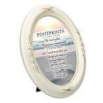 Footprints In The Sand Distressed Ivory Floral 12.7 x 17.78 cm Oval Table and Wall Photo Frame