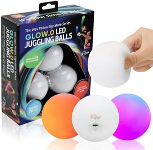 LED Juggling Glow Balls – Unique Wes Peden Model Glow.0 Technology w/ 20 Vibrant Color Light Modes & Patterns – Micro USB Rechargeable, Soft-Core, Pro-Weighted Light Up Ball (Set of 3)
