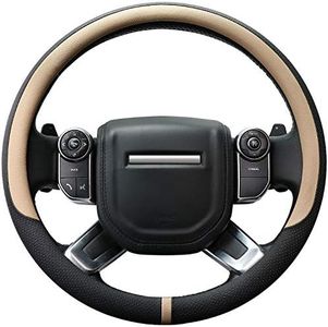 COFIT Sport Style Microfiber Leather Steering Wheel Cover Universal 15 Inch - Beige and Black
