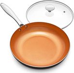 MICHELANGELO 8 inch Fry Pan with Lid Ceramic Titanium Ultra Nonstick Coating, Copper Fry Pan with Lid, 8 Inch Nonstick Frying Pan, Small Fry Pan, Induction Compatible - Copper