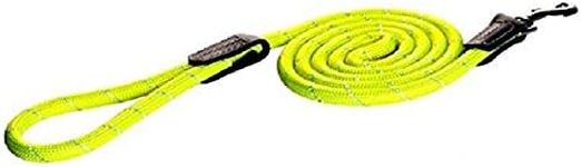 Rogz Classic Rope Dog Lead with Genuine Leather Cuffs Yellow Small