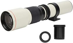 F-mount Lens for Nikon Camera, 500mm f8f32 Manual Telephoto Lens with 2X Teleconverter and Adapter, Multilayer MC-coating Lens for Longdistance Shooting(white)