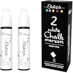 White Jumbo Chalk Pens - 15mm Window Markers | Pack of 2 White pens - Use on Cars, Chalkboard, Whiteboard, Blackboard, Glass, Bistro | Loved by Teachers, Artists, Businesses