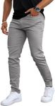 GINGTTO Skinny Jeans Men Fashion Designer Slim Fit Stretch Waist Tapered Leg (30W x 28L, Grey)