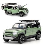 Sky Tech® Range Rover Defender 1:32 Scale Model Car Exclusive Alloy Metal Pull Back Die-cast Car Metal Pullback Toy car with Openable Doors & Light Music Best Gifts Toys Kids【Colors as Per Stock】