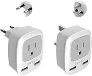 TESSAN All European Travel Plug Adapter Kit, International Power Outlet Adaptor with 2 USB; Type C Type G US to Universal of Europe EU Spain Germany France Italy Ireland UK England Scotland Qatar