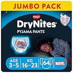 Huggies DryNites, Boys’ Night Time Pants - Sizes 3-5 Years (64 Pants) - Absorbent Pyjama Pants for All Night Comfort - Unbeatable Night Time Protection