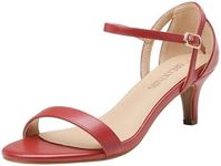 DREAM PAIRS Women's Lexii Fashion Stilettos Open Toe Pump Heel Sandals,Size 6,Red Pu,LEXII