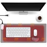 Heated Desk Pad, Warm Desk Pad 31.5" x 13" Hand Warmer Digital Display Keyboard Heater 3 Heating Modes with Wrist Support for Home Work Office Gaming (Gray)