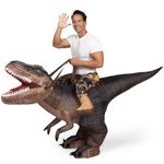 Spooktacular Creations T-Rex Inflatable Costume Adults Air Blow Up Costumes Digital Printing Ride-On Dinosaur Costumes Brown