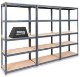 Storalex 3 Bay Extra Deep Garage Shelving Racking Units – UK’s Bestselling Garage Storage Shelves - 600mm Deep - 200kg Per Shelf (Evenly Distributed) - 5 Level Unit - Metal & MDF Boltless Assembly