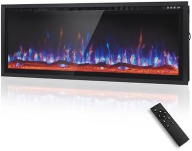 MAISON ARTS 50" Electric Fireplace, Recessed & Wall Mounted Electric Fireplace Heater, Ultra Narrow Frame Fireplace Insert w/Remote Control, Timer, Adjustable Flame Colors, Log/Crystal, 750/1500W