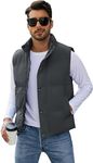 Flygo Mens Winter Puffer Vest Stand Collar Sleeveless Quilted Vests Jacket Outerwear(Darkgrey-Medium)