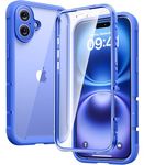 Diaclara Designed for iPhone 16 Plus Phone Case 6.7 Inch,Upgraded [Full Camera Protection] Full Body Rugged Clear Bumper Case w/Built-in Screen Protector for 16 Plus,Ultramarine Blue