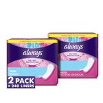 Always Incredibly Thin Regular Daily Liners, wrapped, 120 Count , Pack of 2