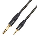 DISINO 3.5mm (1/8 inch) TRS to 6.35mm (1/4 inch) TRS Stereo Cable, Heavy Jack to Mini Jack Aux Audio Interconnect Cable - 10 feet /3m