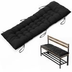 DKIEI Garden Bench Seat Cushion, 2/3 Seater Bench Pad Cushion with Non-Slip Straps, 8cm Thick Comfortable Dining Bench Cushion Pad, Rectangle Bench Seat Pad Indoor Outdoor 110x40cm Black(Only Cushion)