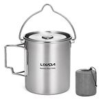 Lixada Camping Water Cup with Foldable Handles and Lid 750ml Stainless Steel Mug Hanging Pot for Camping Hiking Backpacking Picnic