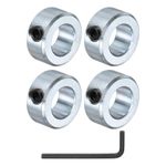 uxcell 4pcs Set Screw Shaft Collars 5/8" Bore Zinc Plated Steel Shaft Collars, 1-1/8" OD, 1/2" Width Axle Collar Clamp with Hex Wrench