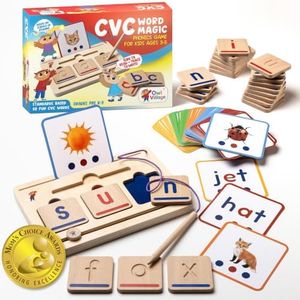 Hulats Wooden CVC Word Builder: Montessori Kindergarten Phonics Game 3-5